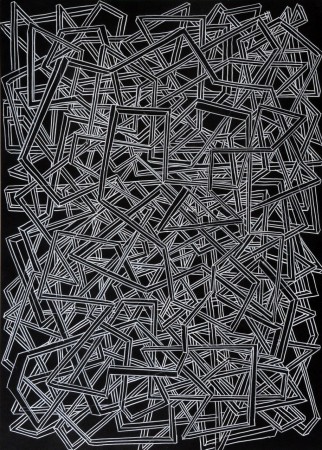 100x73cm, white pencil on black card